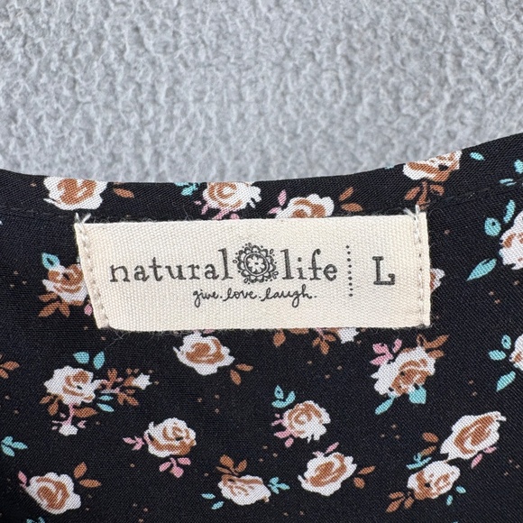 Natural Life Floral Wide Leg Jumpsuit Black Rose Print Size Large - Picture 14 of 16
